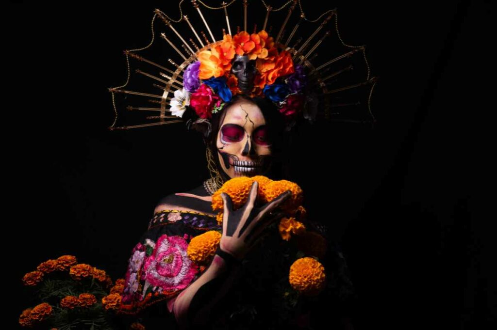 Catrina - donna truccata da scheletro